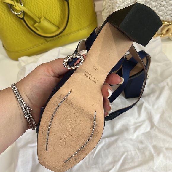 NEW Navy Tina Marie Block Heel Sandals - Picture 10 of 15